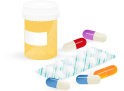 Prescription bottle and pill image